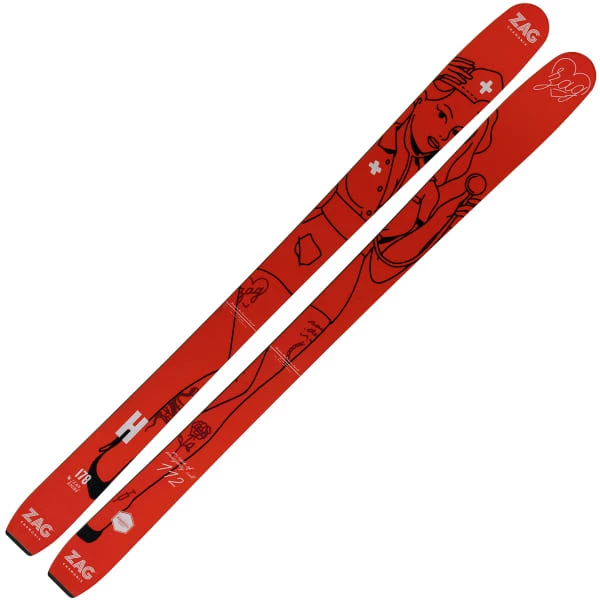 Nouveau 🛒 Skis Alpin ZAG H106 LTD EDITION NURSE 23 Rouge 🧨